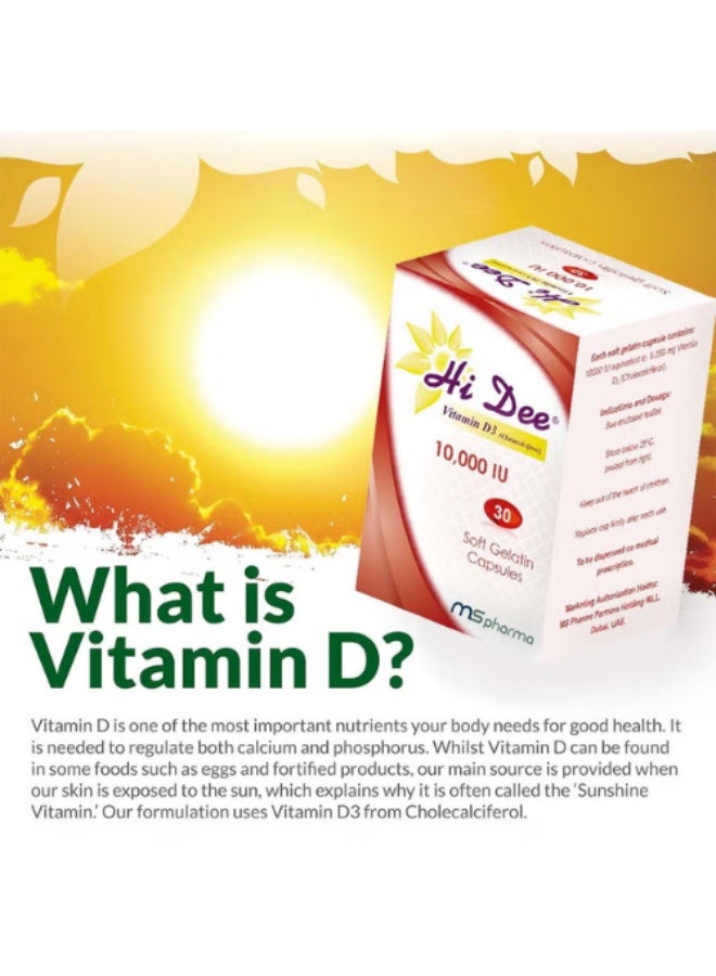 Hi Dee Vitamin D3 10000 IU Soft Gelatin 30 Capsules - Image 3